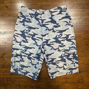 Vintage Y2K State Property Blue  Gray Camo Baggy Shorts Skater Waist Size 34